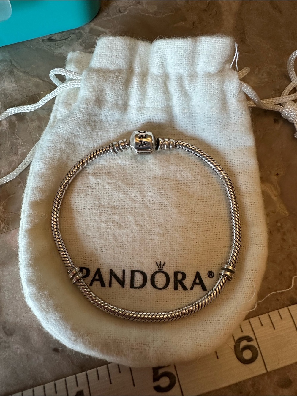 Pandora Silver Snake Chain Bracelet with Branded Clasp